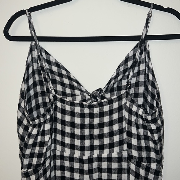 Rails black and white checkered spaghetti strap linen mini dress Size Large - Picture 4 of 6
